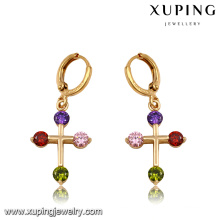 92166 Fashion Colorful Cubic Zirconia Cross Jewelry Eardrop